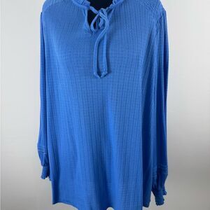 Fred David Blue Long Sleeve Tie Front Tunic women’s size 2x